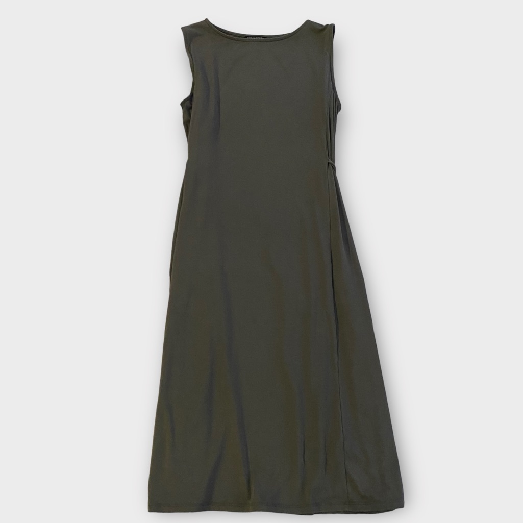 Eileen Fisher Women’s Dress Medium Fine Jersey Midi Minimalist Designer Neutral